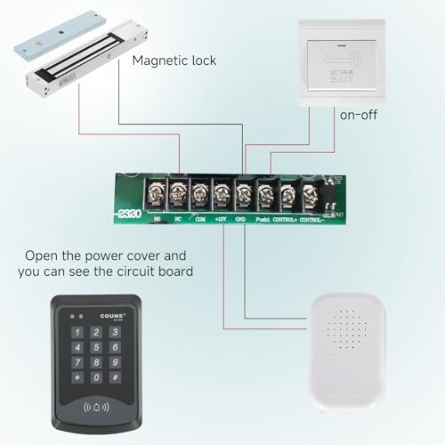 Access Control System RFID 600 lbs Electromagnetic Door Lock with Two Remotes Equipped with Five Access Keys Built-in Alarm Tone 110V Power Supply