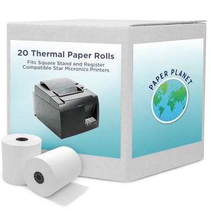 PaperPlanet Thermal Paper for Square Stand and Register | 20 Rolls