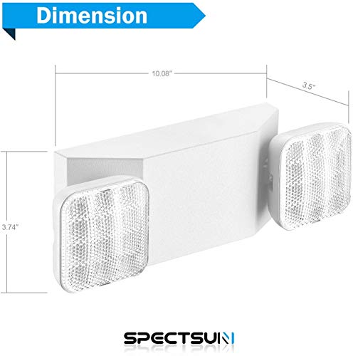 SPECTSUN 12 Pack LED Emergency Lighting Fixture with 2 LED Heads and Hardwired Adjustable White Color Commercial Emergency Lights with Battery Backup for Power Failure - size: 12 Pack
