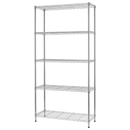 BestOffice | 5-Tier Wire Shelf | 36" x 14" x 72" | Chrome - color: Chrome, size: 36"D x 14"W x 72"H