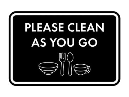 Classic Framed Please Clean As You Go Sign (Black) - Small - color: Black, size: Small (4" x 6")