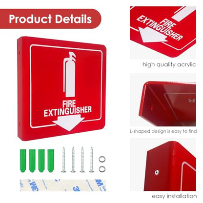 Haploon Wall-Mounted Fire Extinguisher Signs 4 Pcs with Down Arrow Holes