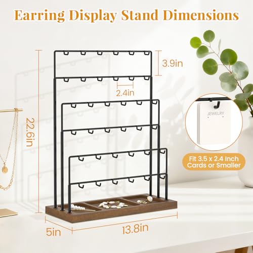 EsLuker.ly Earring Card Display Stand for Vendors Events Selling, 36 Hooks - color: Dark Brown+Black