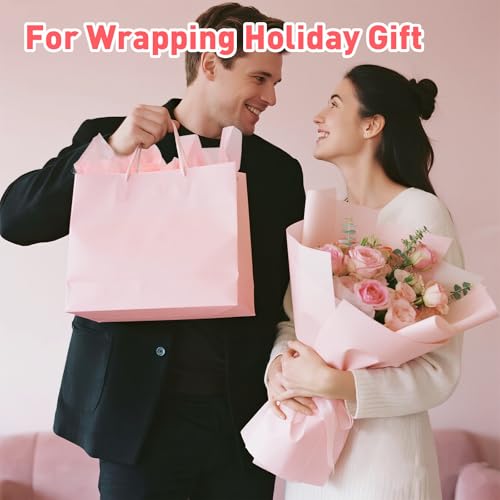 TUXIYA 200 PCS Pink Tissue Paper Bulk,14"x20" Tissue Paper for Gift Bags - color: Pink, size: 200P