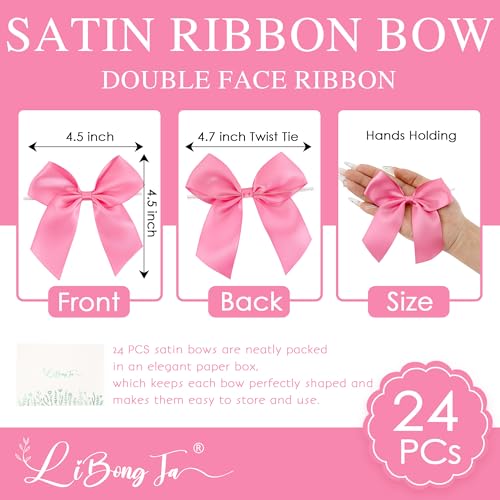 Pink 4.5 Inch Premade Twist Tie Small Gift Wrap Bows 24 Counts - color: Hot Pink