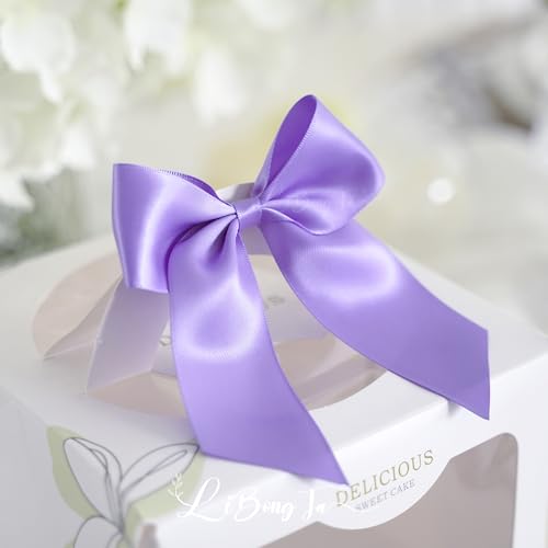 4.5 Inch Twist Tie Small Purple Satin Gift Wrap Bows 24 Counts - color: Light Purple
