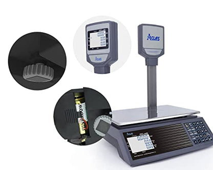 NTEP Certified Price Computing Scale with Pole Legal for Trade Commercial Price Scale 30lb 0.01lb Commercial Retail Scales w/LCD Dual Screen Displays for Food, Meat, Deli, Fruit Market - size: 30 lb, with Pole