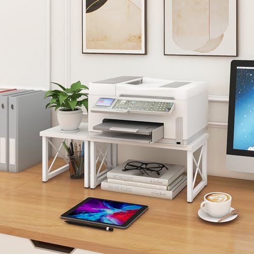 ELITEROO Wooden Desktop Shelf, Freestanding Small Bookshelf Organizers - color: White
