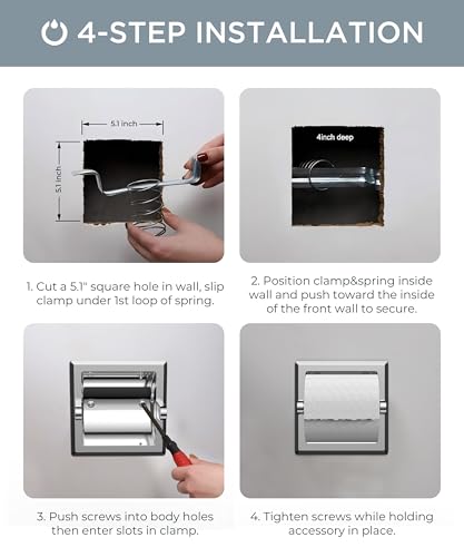 FORIOUS Recessed Toilet Paper Holder for Mega Rolls, Chrome - color: Chrome