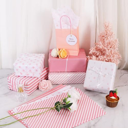 BEISHIDA 100 Sheets Pink White Tissue Paper Bulk for Gift Wrapping Gift Bag - color: 5dpinks100
