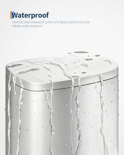 Garvee Step-on Stainless Steel Kitchen Trash Can - 13 Gal / 50 L Large Capacity, Rustproof Metal Garbage Bin with Soft Close Lid, Removable Inner Bucket & Rear Handle - color: Stainless Steel, size: 13.2 gal Single
