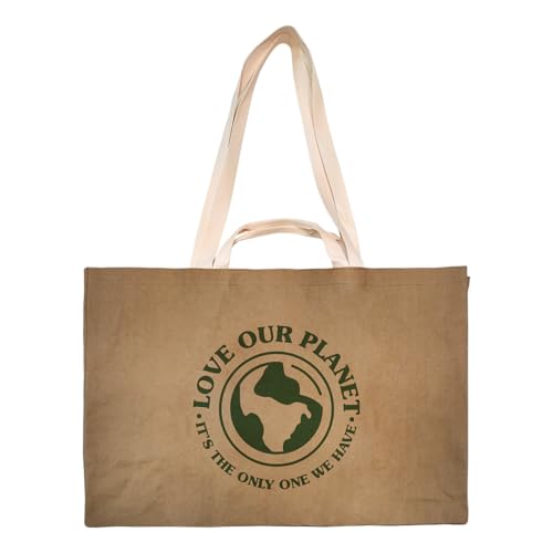 Reusable Grocery Bag – Large Sustainable Washable Paper Tote with Reinforced Seams. Foldable and Durable. - style: Large Tote - 11" X 24" X 17"
