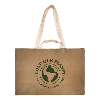 Reusable Grocery Bag – Large Sustainable Washable Paper Tote with Reinforced Seams. Foldable and Durable. - style: Large Tote - 11" X 24" X 17"