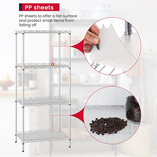 BestOffice | 4-Tier Wire Shelf | 12" x 18" x 44" | Chrome - color: Chrome, size: 12Lx18Wx44H