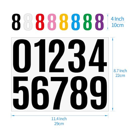 4 Inch Vinyl Number Stickers 0-9, 6 Sheets Waterproof Self-Adhesive Decals for Mailbox, Address Sign, Trash Can, Outdoor Labeling, Durable Peel and Stick Numbers, DIY Labeling（Yellow） - color: Yellow