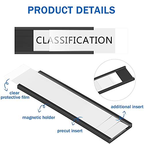 Outus 100 Pcs Channel Magnetic Label Holders for Metal Racks and Shelves - size: 0.8 x 3 Inch