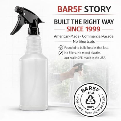 Bar5F 24 oz Empty Spray Bottles, Chemical-Resistant, Made in USA, 3-Pack