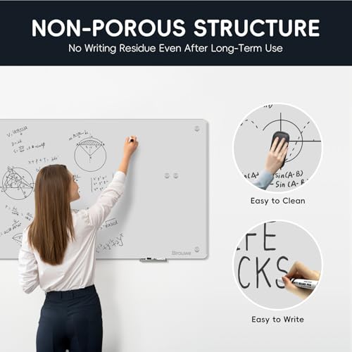 Magnetic Glass Whiteboard - Glass Dry Erase Board 48"x36" Large Frameless Glass Board for Walls Office School and Home, Gray - color: Gray, size: 48" x 36"