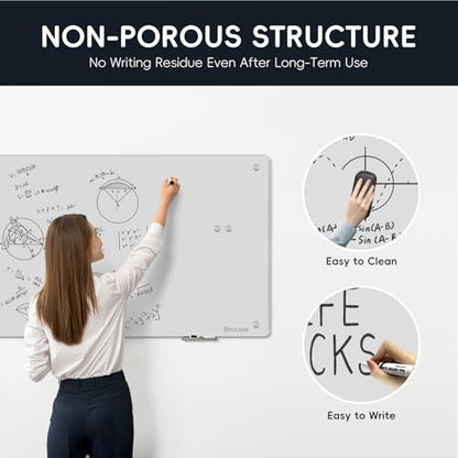 Magnetic Glass Whiteboard - Glass Dry Erase Board 48"x36" Large Frameless Glass Board for Walls Office School and Home, Gray - color: Gray, size: 48" x 36"