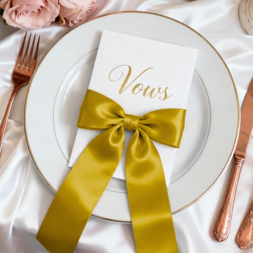 KMER LIFE 1-1/2" x 100 Yards Golden Satin Ribbon Crafts Gift Wrapping - color: Golden, size: 1-1/2" x 100 Yards