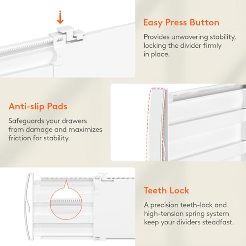 Lifewit 5" Tall Drawer Dividers, Adjustable Deep Drawer Organizer Clothes - size: 5"H, 11.5-18.5"L