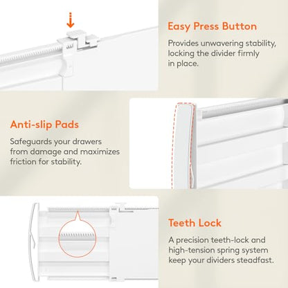 Lifewit 5" Tall Drawer Dividers, Adjustable Deep Drawer Organizer Clothes - size: 5"H, 11.5-18.5"L