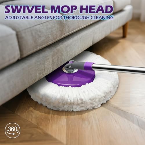 Masthome Spin Mop and Bucket Set,Compact Mop Bucket System with Wringer - color: Purple