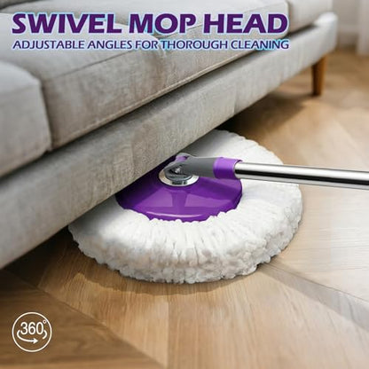 Masthome Spin Mop and Bucket Set,Compact Mop Bucket System with Wringer - color: Purple
