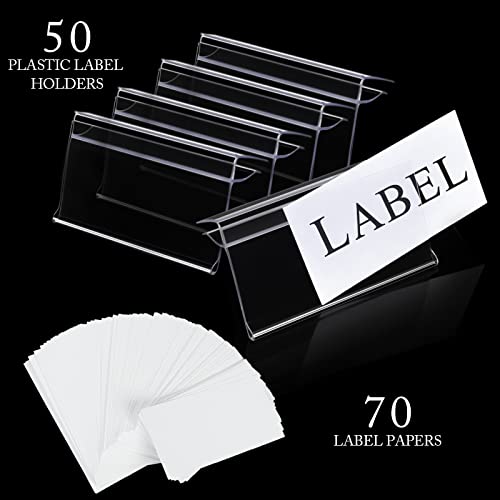Glass Shelf Label Holders 50 pcs with Inserts Fits 1/4" to 3/8" Glass Shelving - size: 8mm ( 50 pcs)