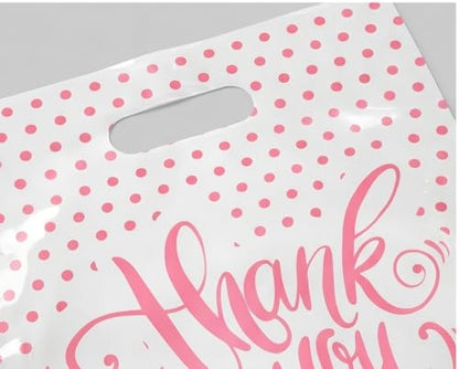 9x12 Small Thank You Bags for Small Business with Die-Cut Handles - color: White, size: 9x12