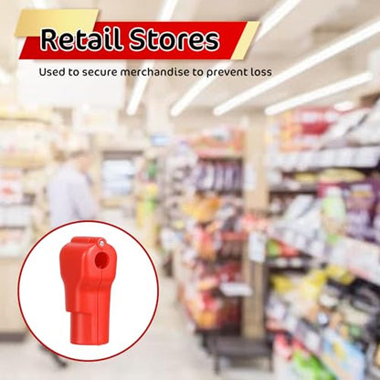 120 Packs Peg Hook Locks, 6 mm Plastic Magnet Security Red Stop Lock Anti-Theft Pegboard Display Hook Locks for Retail Shop and Shopping Center