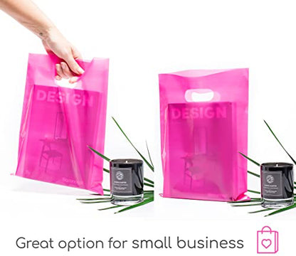 Choice Marts 100 Pink Plastic Bags With Handles 9x12 Merchandise Bags - color: Pink