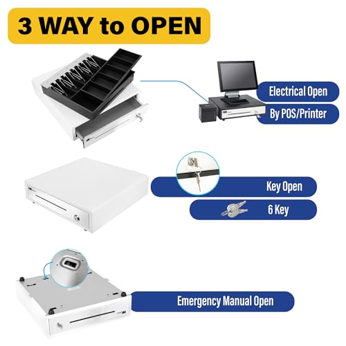 HK SYSTEMS 16inch "Stainless Steel" Front Heavy Duty POS"USB" Interface Cash Drawer with 5Bill/5Coin (White)"NO Compatibility with Square POS System for Now - color: 16" POS-USB White