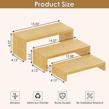 2 Sets DIY Bamboo Can Organizer for Pantry, 3-Tier 6-Piece Can Display Rack