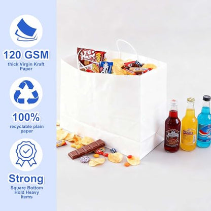 Maitys 30 Pcs 18x14x7 Inch White Large Kraft Paper Gift Bags with Handles - color: White, size: 18x14x7 Inch