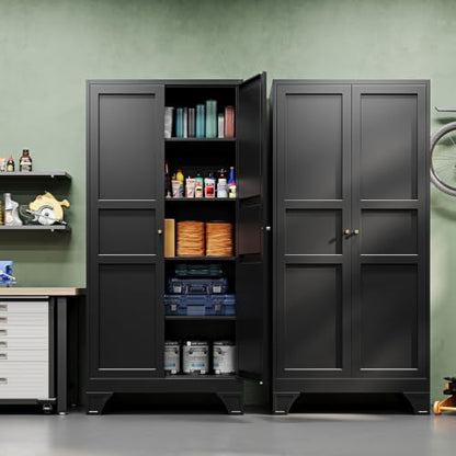 Letaya Metal Garage Storage Cabinets,76"Tall Large Tool Steel Lockers,Black - color: Black, size: 18”D x 36”W x 76”H