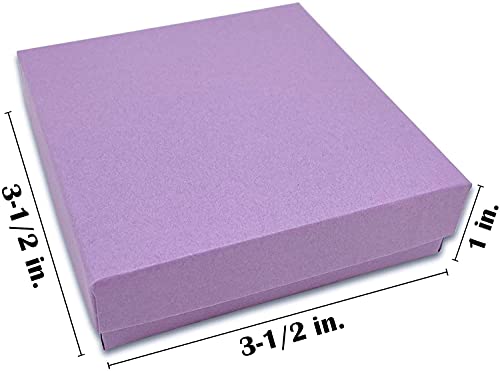 RJ Displays 6 Pack Cotton Filled Purple Color Cardboard Jewelry Necklace Earring Bangle Anklet Pendant Bracelets Watch Gift and Retail Boxes Size 3 1/2" x 3 1/2" x 1" Inch (Purple) - color: Purple