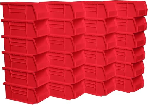 Akro-Mils 30220 AkroBins Plastic Storage Bins, 7"x4"x3", Red, 24-Pack - color: Red