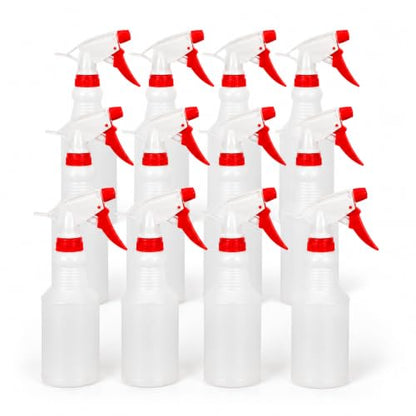 12 Pack 16oz Spray Bottles, Reusable Fine Mist Water Sprayer for Plants, Cleaning, High Output Ultrafine Misting Plastic Spray Bottles for Water, Salon, Garden, Kitchen and Bathroon