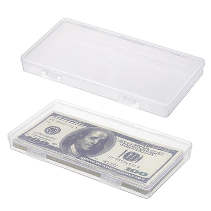 Hipiwe 2 Pack Plastic Cash Money Box Clear Currency Tray with Lid - size: 2 Pack