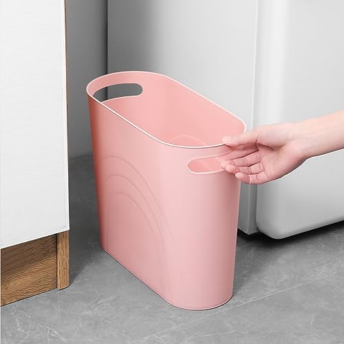 rejomiik Small Bathroom Trash Can, 3.5 Gallon Slim Garbage Can, Pink - color: Rosette Pink, size: 1 pack