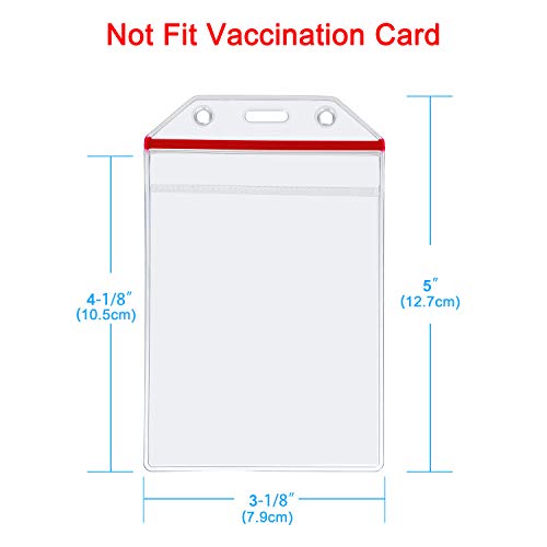 Wisdompro 10 Pack Vertical Thick Clear ID Badge Holder with Ziplock, Red - color: Red Zip, size: 10 Pack Vertical