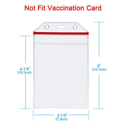 Wisdompro 10 Pack Vertical Thick Clear ID Badge Holder with Ziplock, Red - color: Red Zip, size: 10 Pack Vertical
