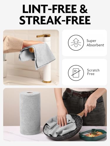 Fantasticlean Microfiber Cleaning Cloth Rolls-150 Sheets,12"x12"(Pink,Grey) - color: Pink and Grey, size: 150 pack
