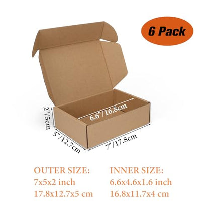 PHAREGE 6 Pack 7x5x2 inch Small Shipping Boxes, Brown Mailing Boxes - color: Brown, size: 7x5x2 inch 6 Pack