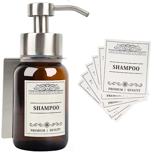 Wall Mount Soap & Shampoo Dispenser, 8.5oz Silver Pump Bottle - color: Silver Set of 1