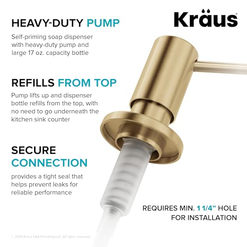 KRAUS Kitchen Soap and Lotion Dispenser in Spot-Free Brushed Brass, KSD-43SFBB - color: Spot Free Brushed Brass