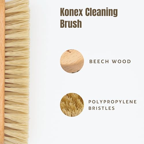 KONEX Nylon Fiber Economy Utility Cleaning Hand Brush | Heavy Duty Hand-Held Scrub Brush Stiff Bristles | Wooden Body, Ideal Scrub Brushes for Cleaning (Peanut Shaped) - size: 1 Count (Pack of 1)