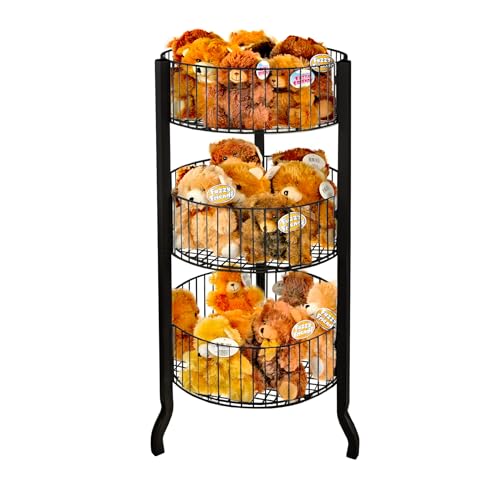 Azar Displays 300703 3 Tiered Round Wire Dump Bins (Black)