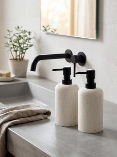 Soap Dispenser Set, 2 PCS 13.53 OZ Luxurious Empty Bottles Ivory - color: Ivory White